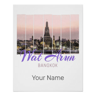 Poster Wat Arun Temple Bangkok Thaïlande Sunset Souvenir