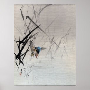 Poster Watanabe Seitei Oiseaux capturer le poisson parmi 