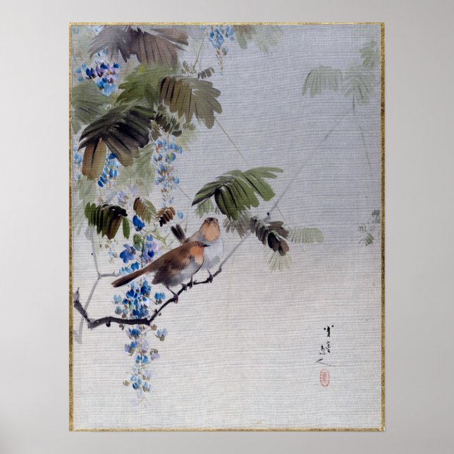 Poster Watanabe Seitei Oiseaux et fleurs (Devant)