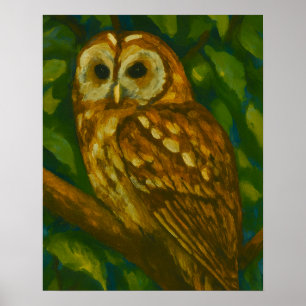 Poster Watcher Woodland - Art Réaliste de Chouette