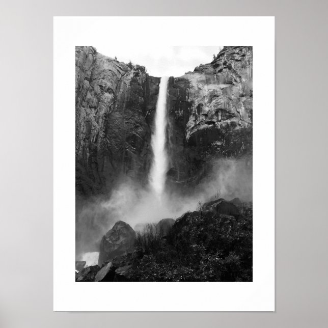 Poster Water Falls Bridalveil Photographie noir et blanc (Devant)