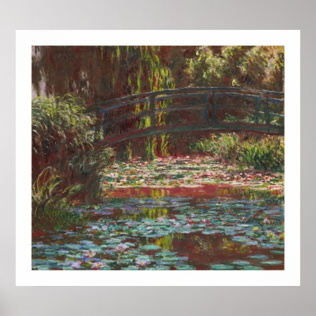 Poster Water Lilies et pont japonais par Claude Monet (Devant)