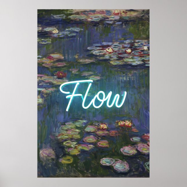Poster Water Lilies Remix – Neon “FLOW” Wall Art & Gifts (Devant)