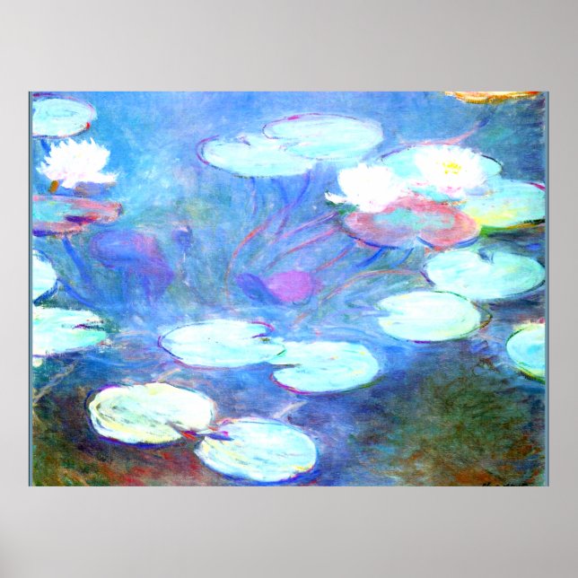 Poster Water Lilies, rose - Beau art de Claude Monet (Devant)