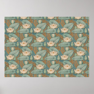 Poster Water Lys Lily Art Nouveau Nature