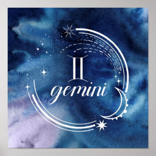 Poster Watercolor Astrology - Gemini