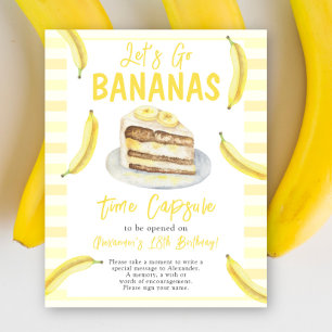 Poster Watercolor Banana Gâteau Temps Capsule 1er anniver
