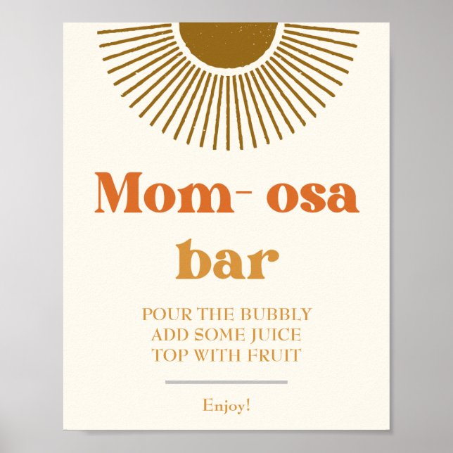 Poster Watercolor Boho Custom Retro Sun Momosa Bar Sign (Devant)