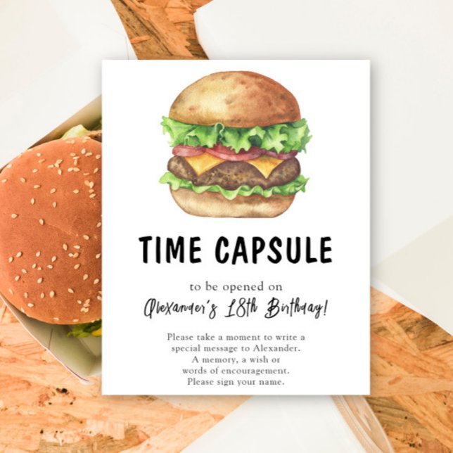 Poster Watercolor Burger Time Capsule 1er anniversaire (Créateur téléchargé)