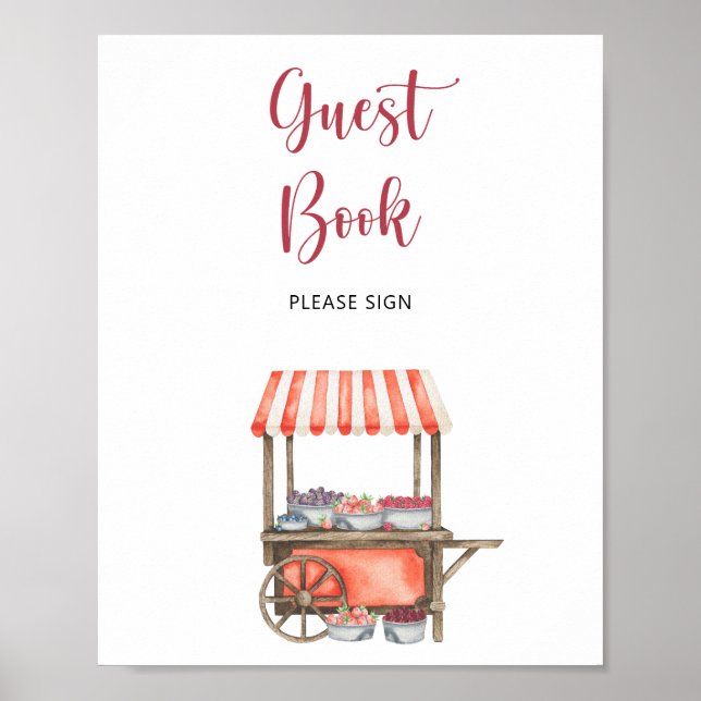 Poster watercolor cart berry \ Guest book (Devant)