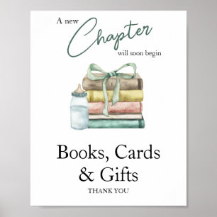 Poster Watercolor Chapitre baby shower Livres Cartes et C