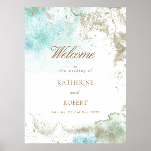 Poster Watercolor Coastal Budget Photo Mariage