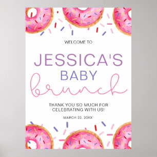 Poster Watercolor Donuts Baby Girl brunch