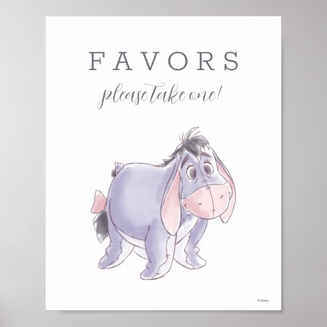 Poster Watercolor Eeyore Baby Shower (Devant)
