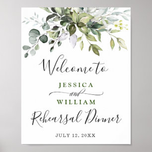 Poster Watercolor Eucalyptus Greenery Rehearsal Dinner