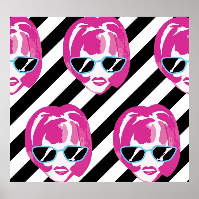 Poster Watercolor Fashion Girls Visages Motif (Devant)