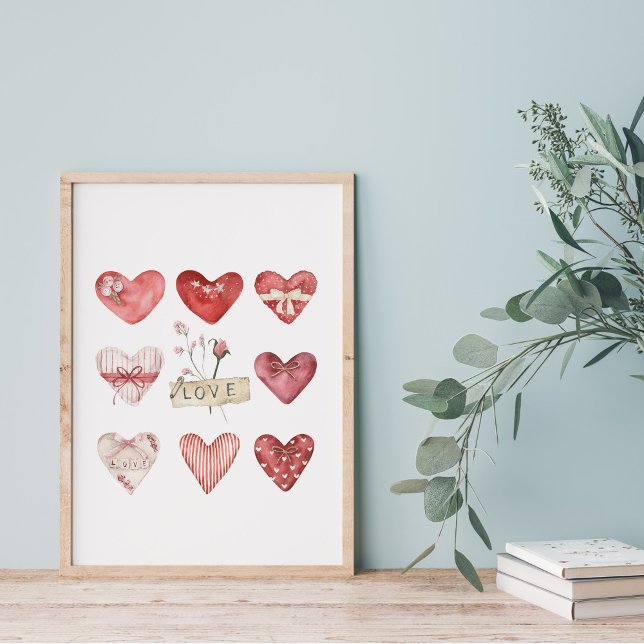 Poster Watercolor Ferme Saint-Valentin Coeur (Créateur téléchargé)