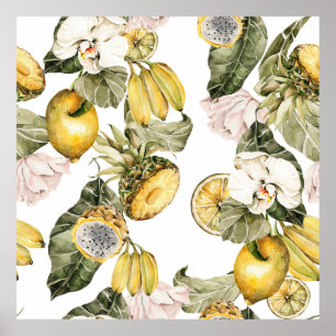 Poster Watercolor floral seamless pattern. Hand painted l