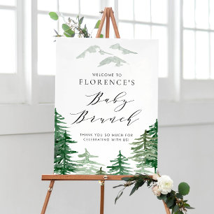 Poster Watercolor Forest Woodland Baby Brunch Bienvenue