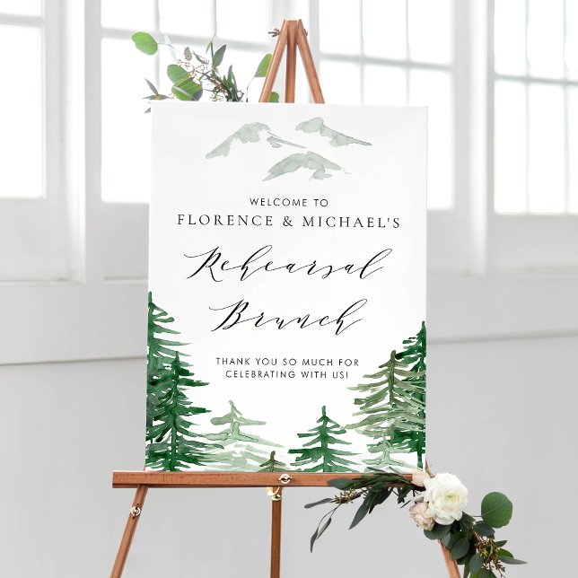 Poster Watercolor Forest Woodland Rehearsal Brunch (Créateur téléchargé)
