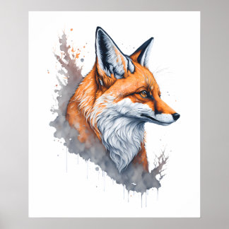 Poster Watercolor Fox Portrait