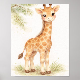 Poster Watercolor Giraffe Nursery Wall Art