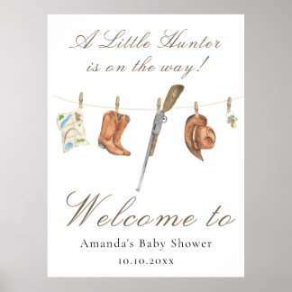 Poster Watercolor Hunter Baby shower Welcome