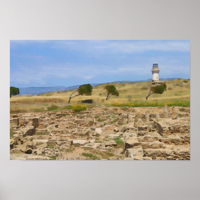 Poster Watercolor lighthouse (Devant)