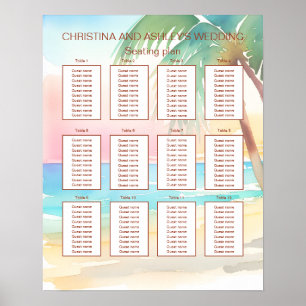 Poster Watercolor Mariage de plage tropicale