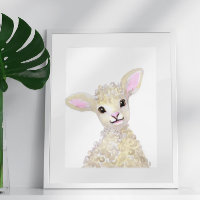 Watercolor Nursery Woodland Farm Baby Sheep