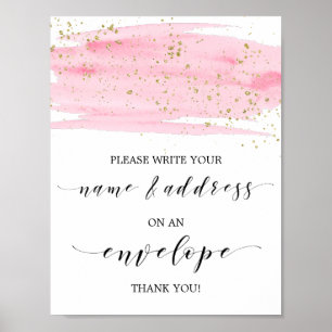 Poster Watercolor Pink and Gold Address An Envelope Sign