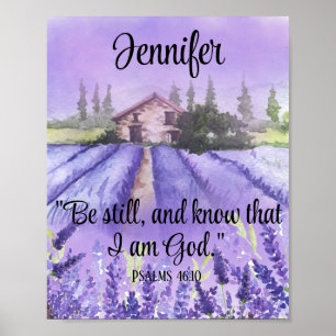 Poster Watercolor Provence Lavender Field Scripture Faith