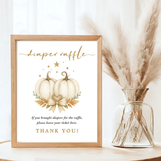 Poster Watercolor Pumpkins Twin Baby Shower Diaper Raffle (Créateur téléchargé)