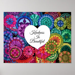 Poster Watercolor Rainbow Mandala With Heart