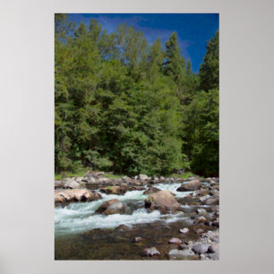 Poster Watercolor River Rapids