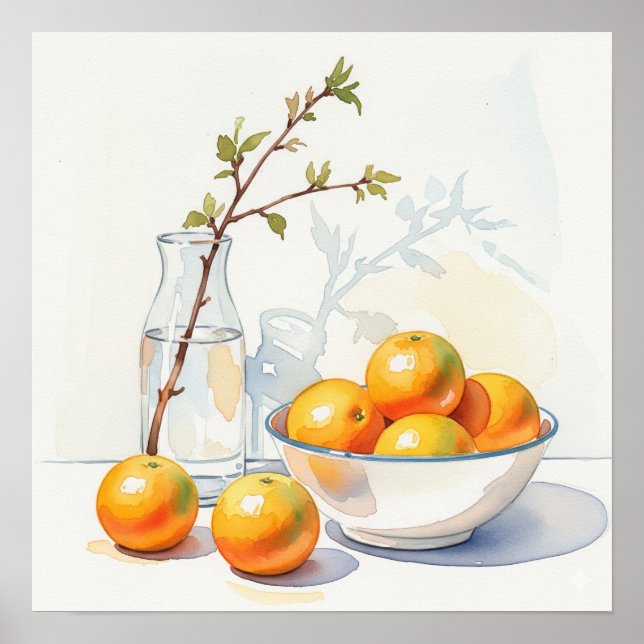 Poster Watercolor Still Life - Oranges (Devant)