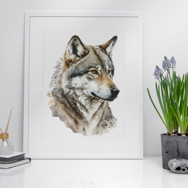 Poster Watercolor Wolf Portrait art (Créateur téléchargé)