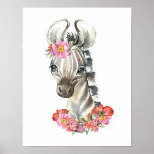 Poster Watercolor Zebra, Safari Nurserdécor, Salle pour e