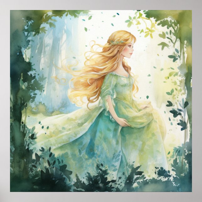 Poster Watercolour Forest Princess (Devant)