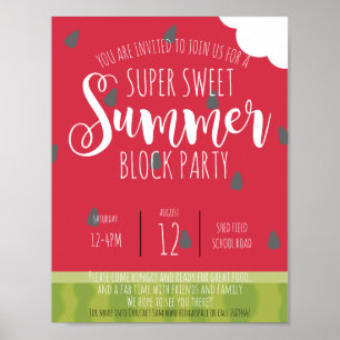 Poster watermelon block summer party neighbourhood