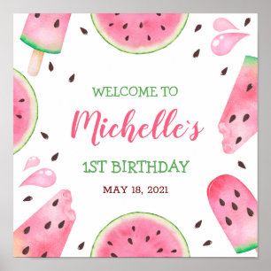Poster Watermelon One in a Melon Bienvenue 1er anniversai