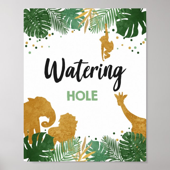 Poster Waters Hole Safari Animaux sauvages Gold Anniversa (Devant)