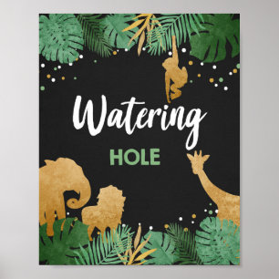 Poster Waters Hole Safari Animaux sauvages Gold Anniversa