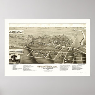 Poster Watertown, SD Carte panoramique - 1883