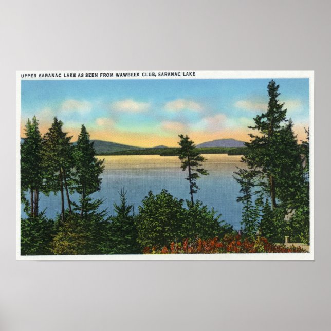 Poster Wawbeek Club Vue sur le lac Upper Saranac (Devant)