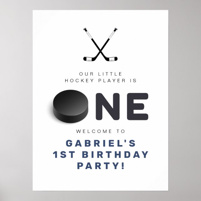 Poster WAYNE Joueur de hockey SportS Garçon Anniversaire  (Devant)