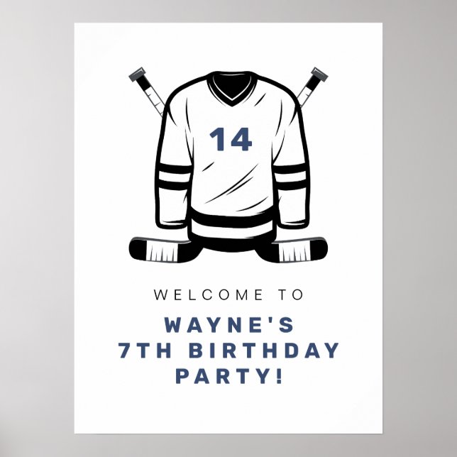 Poster WAYNE Joueur de hockey SportS Garçon Anniversaire  (Devant)
