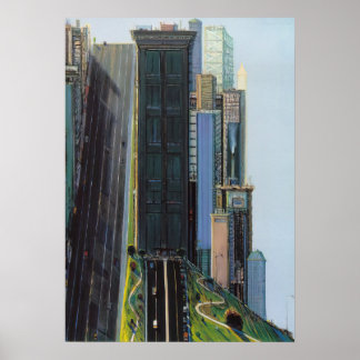 Poster wayne thiebaud - hill street day city 1981