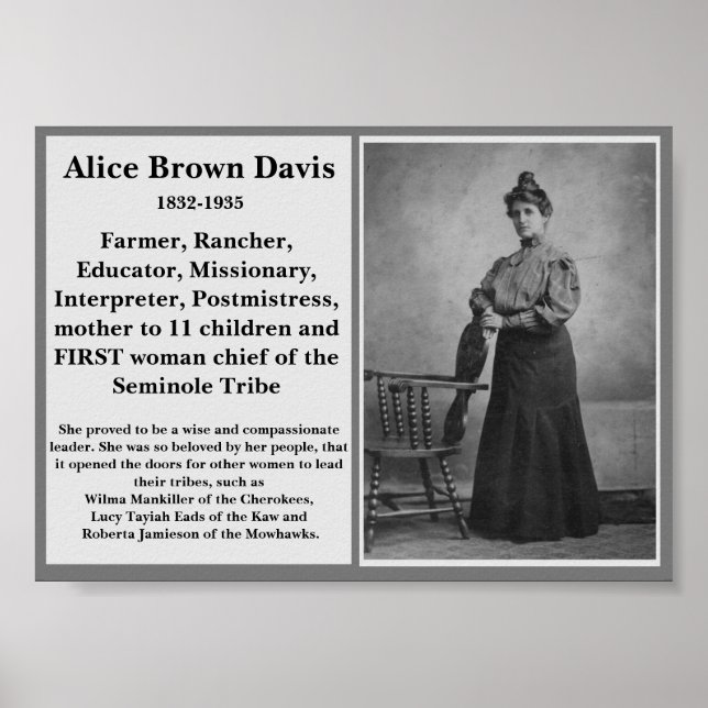 Poster #WCW Alice Brown Davis Seminole Chef Amérindien. (Devant)