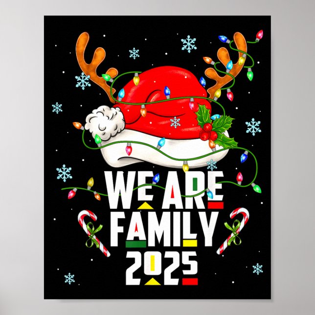 Poster We Are Family 2025 Black Christmas Tree Santa Pjs  (Devant)